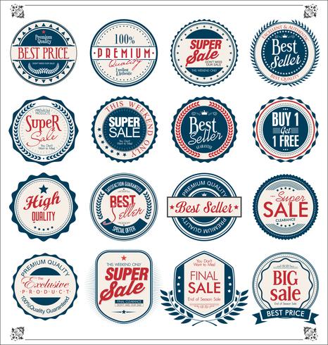 Colección de insignias y etiquetas retro vintage vector