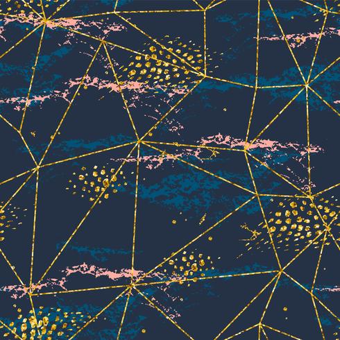 Abstract cosmic seamless pattern. Trendy hand drawn texture, glitter and geometric elements. vector