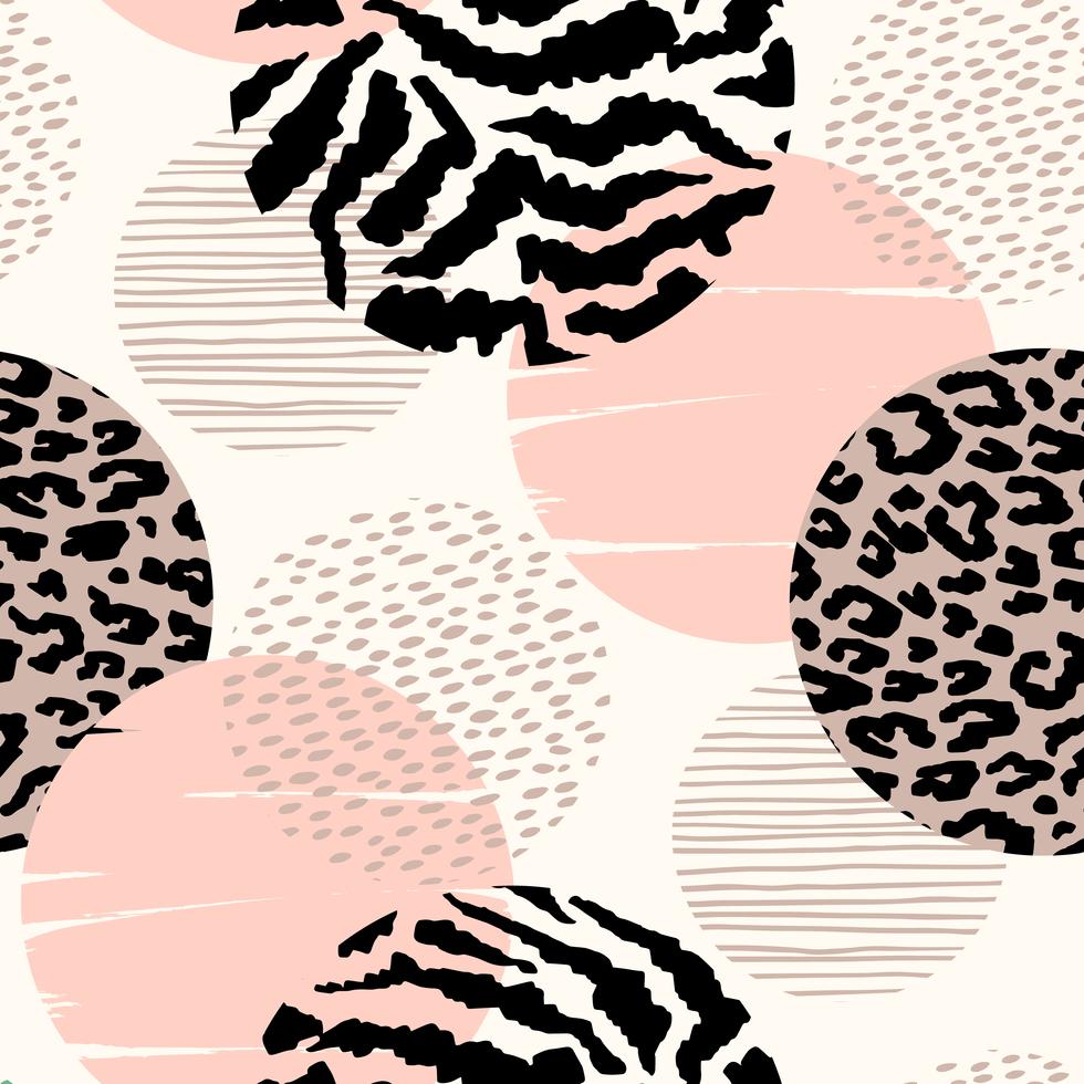 Abstract geometric seamless pattern with animal print and circles ...