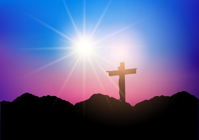 Silhouette of Jesus on the cross  vector