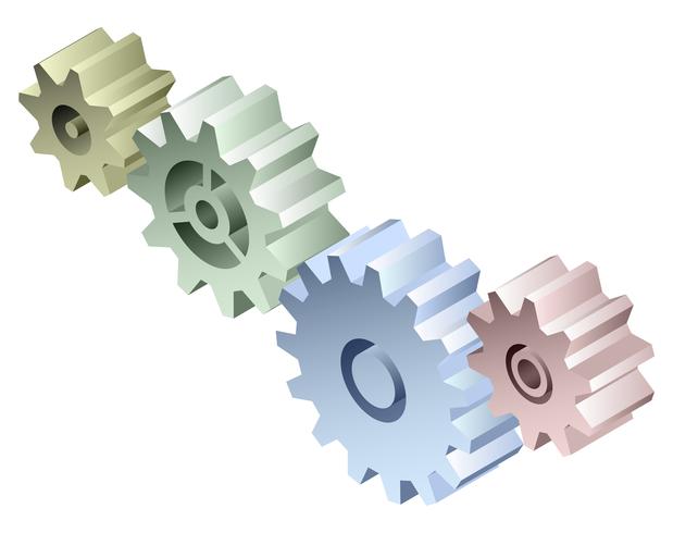 Download Group of connected isometric 3D gears isolated vector illustration 345154 - Download Free ...