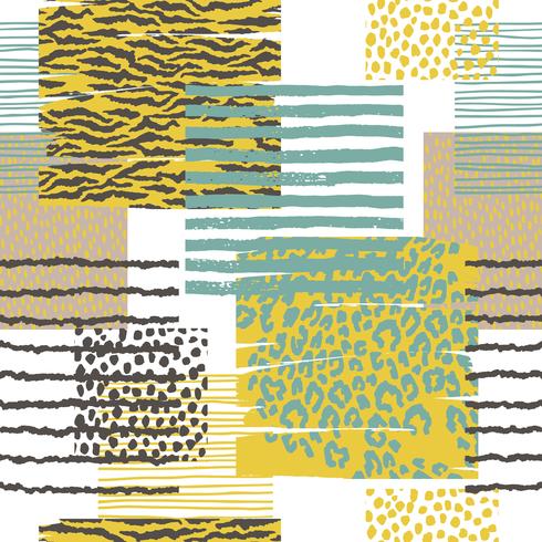 Abstract seamless pattern with animal print. Trendy hand drawn textures vector