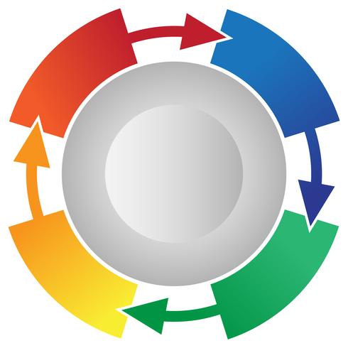 Flujo de proceso de 4 pasos Flechas circulares Información-gráfico Vector