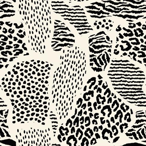 Abstract seamless pattern with animal print. Trendy hand drawn textures. vector