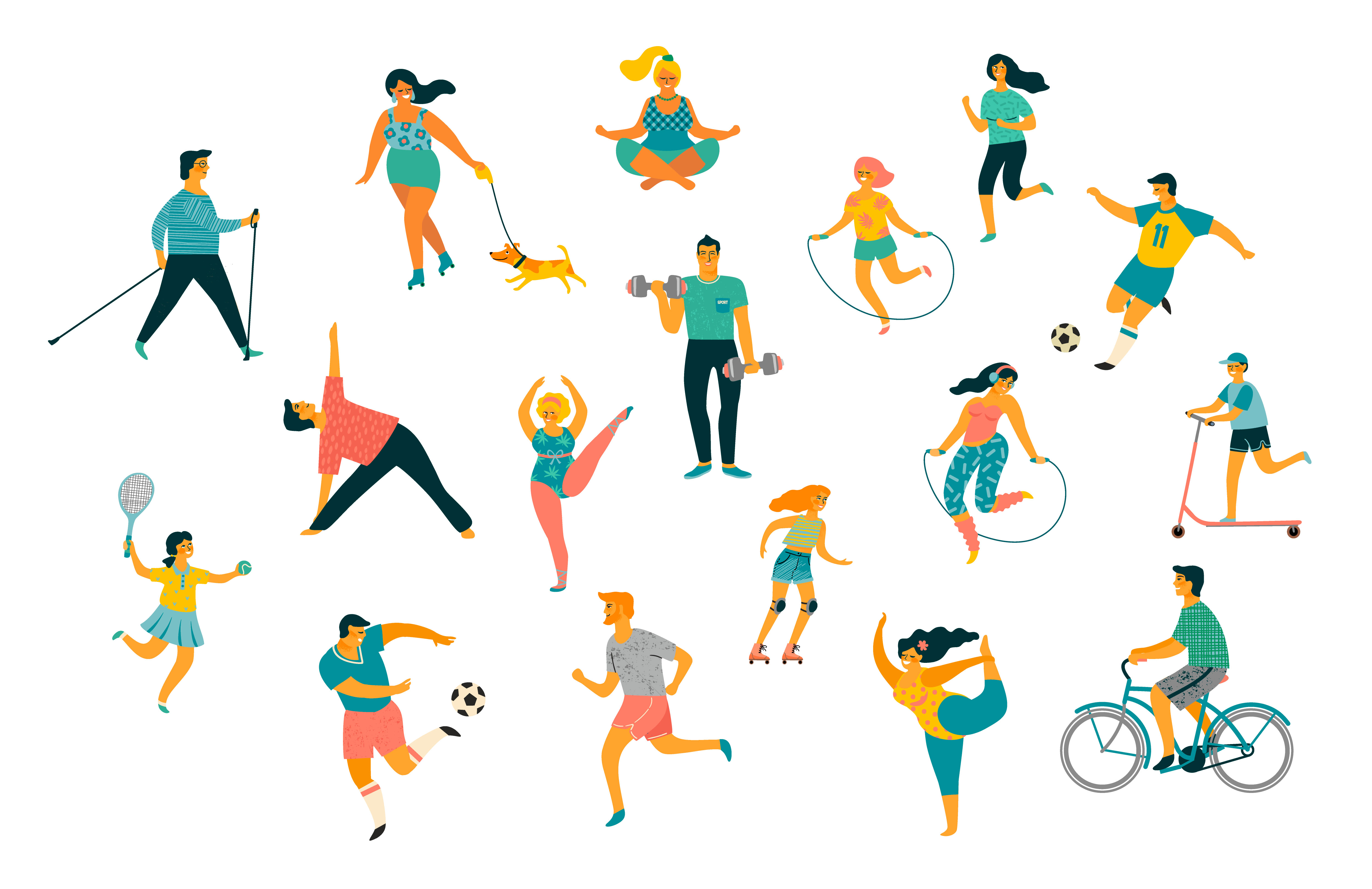 World Health Day. Vector illustration of people leading an active healthy lifestyle. 345171