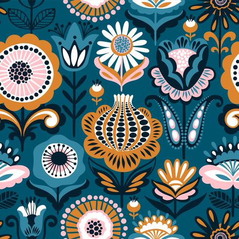 Folk floral seamless pattern. Modern abstract design vector