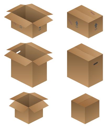 Various Shipping, Packing, and Moving Boxes Vector Illustration