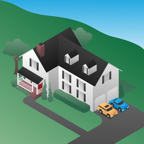 Isometric 3D Country House Vector Illustration