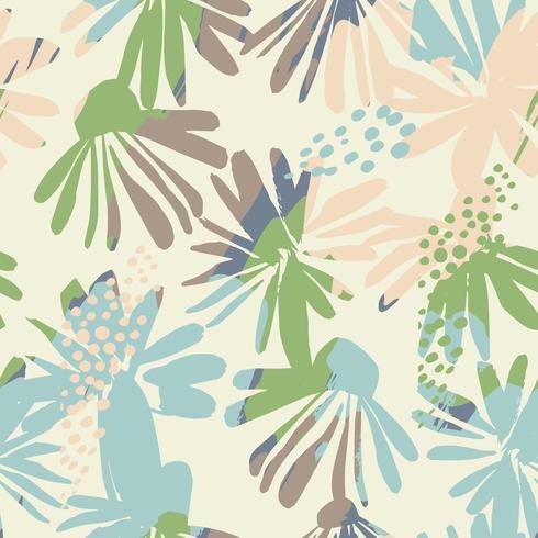 Abstract floral seamless pattern with trendy hand drawn textures. vector