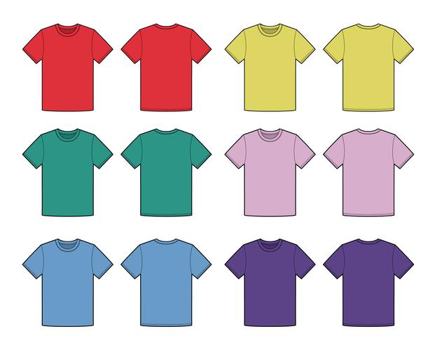 Basic Tee shirt fashion flat technical drawing template - Download Free ...