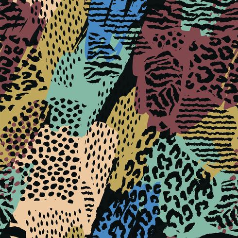 Abstract seamless pattern with animal print. Trendy hand drawn textures. vector