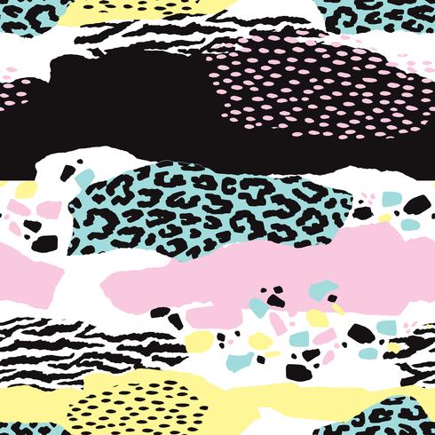 Abstract seamless pattern with animal print. Trendy hand drawn textures. vector