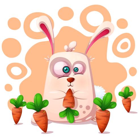 Cute, funny rabbit with carrot. vector
