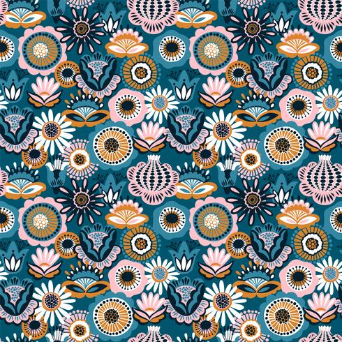 Folk floral de patrones sin fisuras. Diseño abstracto moderno vector