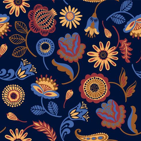 Folk floral seamless pattern. Modern abstract design vector