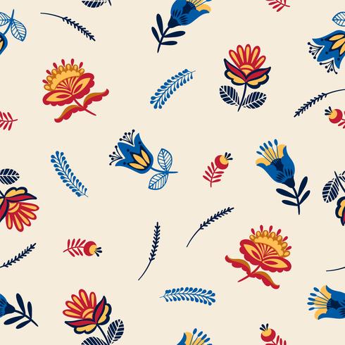 Folk floral seamless pattern. vector