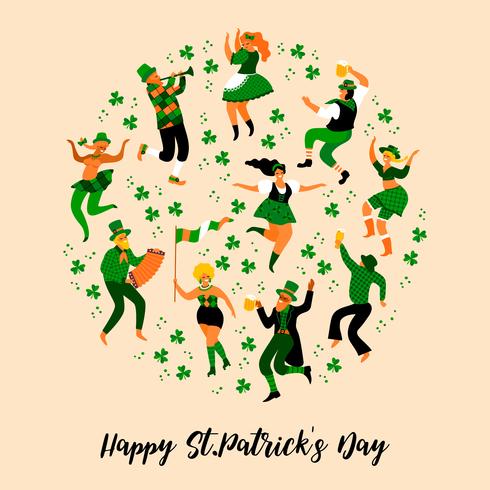 Día de San Patricio. Ilustración vectorial con gente divertida vector