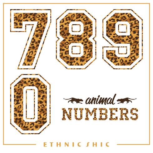 Vector animal numbers for t-shirts, posters, card and other uses.