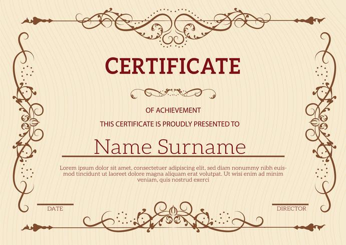 Vintage golden classic certificate of achievement template vector