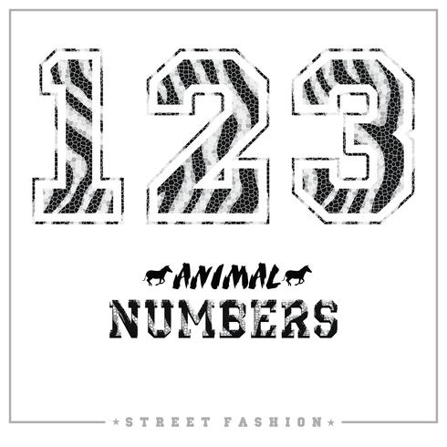 Animals mosaic numbers for t-shirts, posters, card and other uses. vector