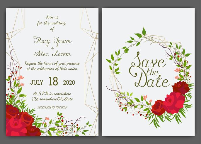 Floral hand drawn frame for a wedding invitation vector