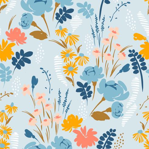 Floral abstract seamless pattern. Vector design for different surfases.