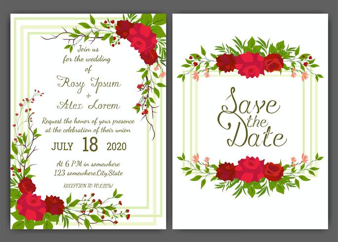 Floral hand drawn frame for a wedding invitation vector