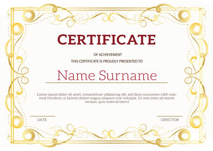 Vintage golden classic certificate of achievement template vector