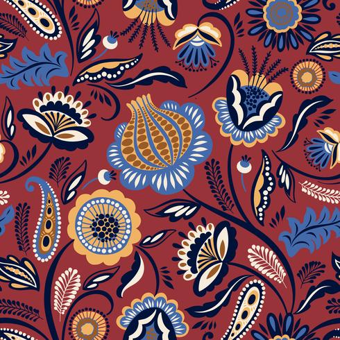 Folk floral seamless pattern. Modern abstract design vector