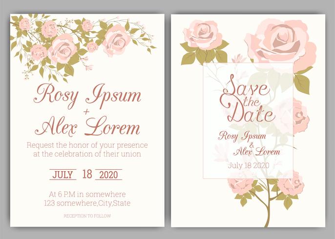 Floral hand drawn frame for a wedding invitation vector