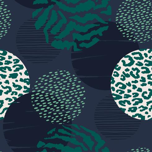Abstract geometric seamless pattern with animal print and circles. vector