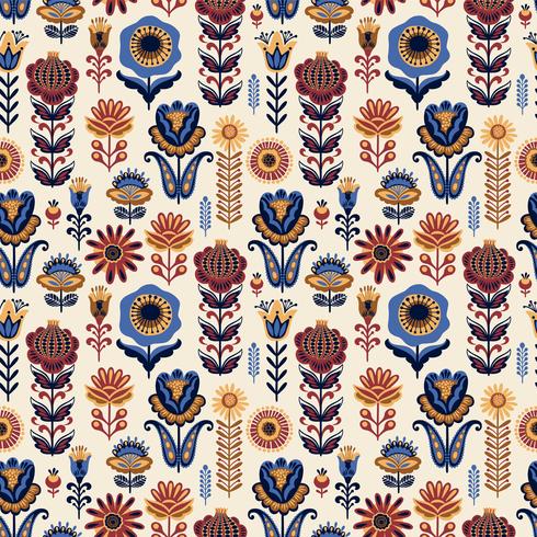 Folk floral seamless pattern. Modern abstract design vector