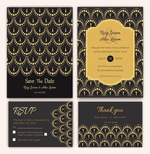 Conjunto de tarjetas relacionadas con la boda vector