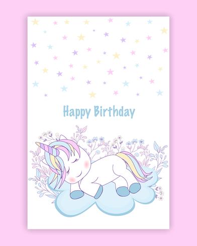 Beautiful unicorn on clouds with stars illustration vector