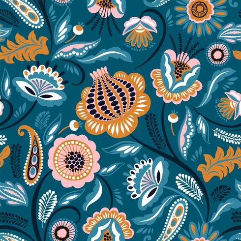 Folk floral seamless pattern. Modern abstract design vector