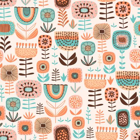 Folk floral seamless pattern. Modern abstract design vector