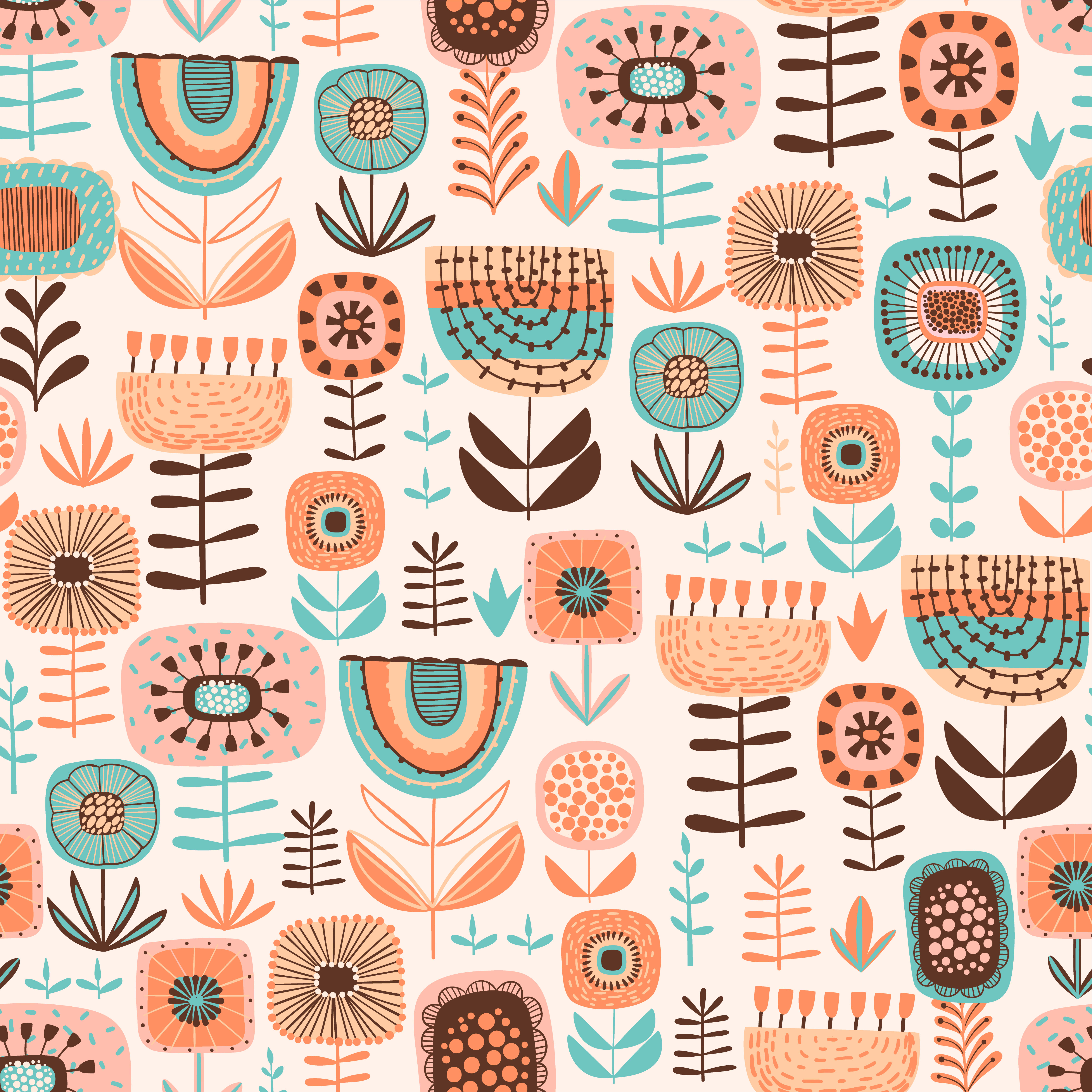 Folk Floral Seamless Pattern Modern Abstract Design 345521 Vector Art