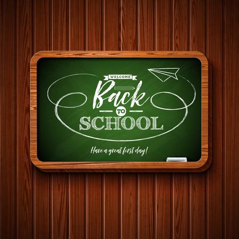 Back to school design with chalkboard and typography lettering vector