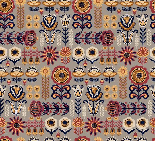 Folk floral seamless pattern. Modern abstract design. vector
