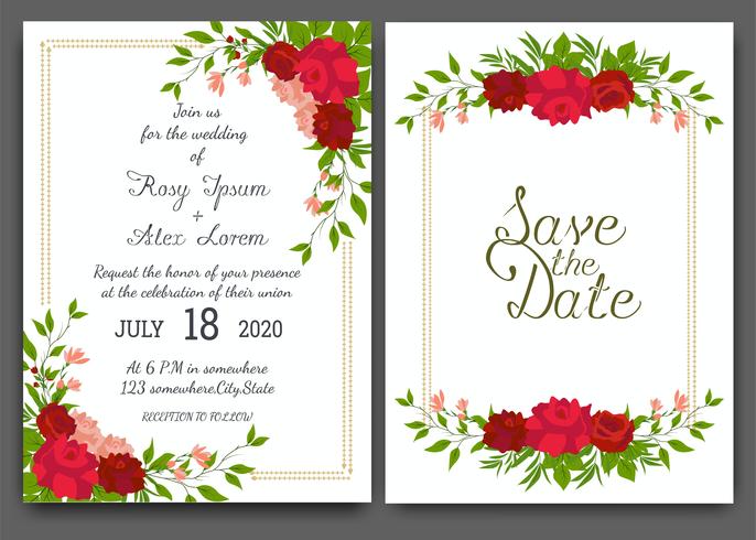 Floral hand drawn frame for a wedding invitation vector