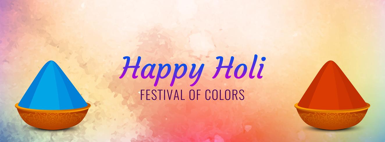 Resumen feliz Holi colorido festival banner diseño vector