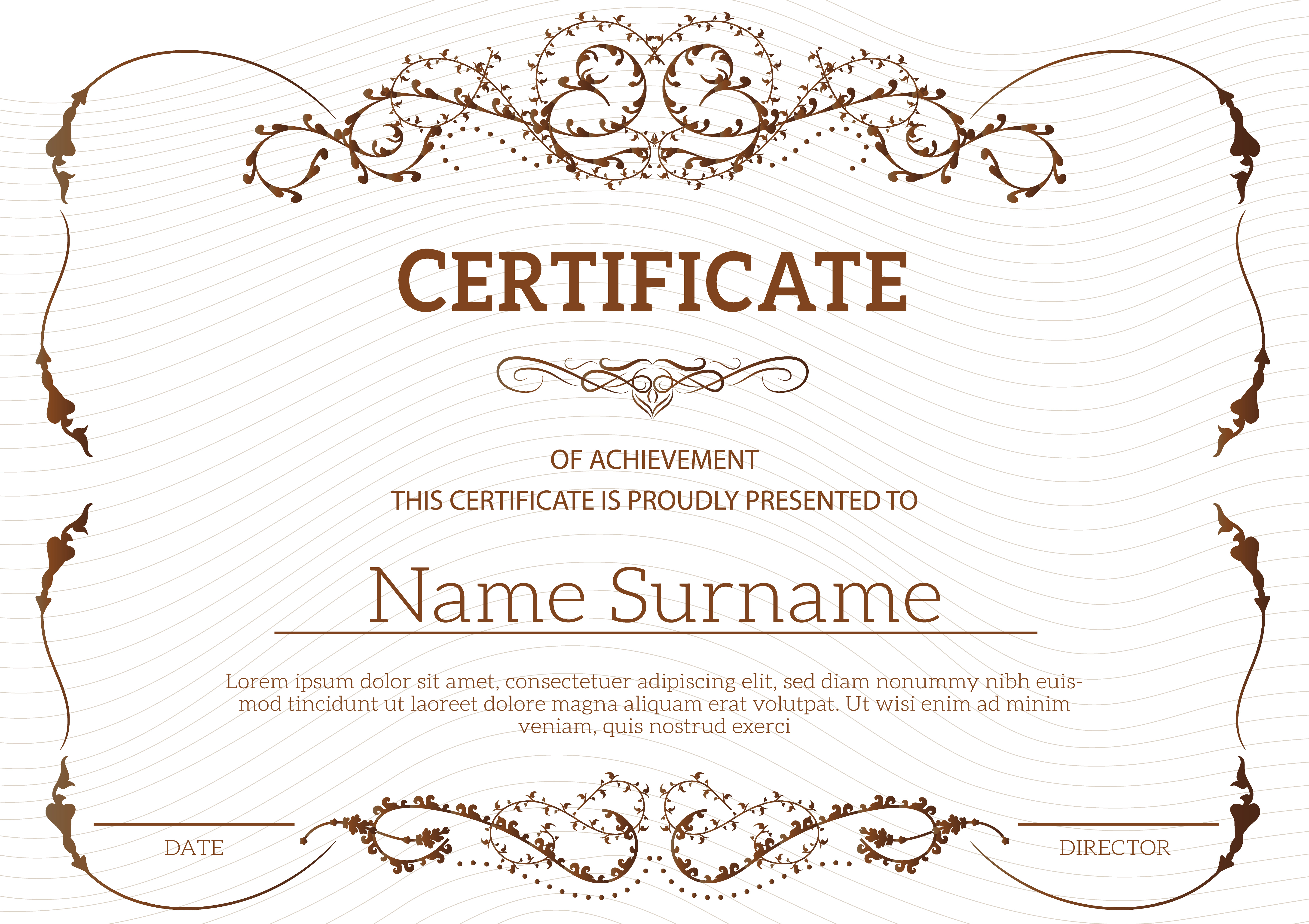 Vintage Golden Classic Certificate Of Achievement Template 345636