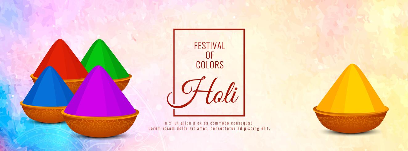 Plantilla de banner hermosa celebración feliz Holi vector