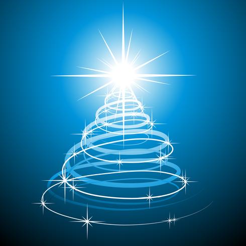 Christmas illustration with abstract tree on blue background. vector
