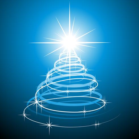 Christmas illustration with abstract tree on blue background. vector