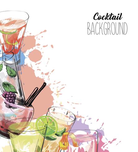 Vector background in sketch style with alcohol drinks.