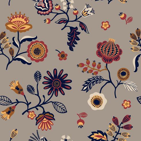 Folk floral seamless pattern. Modern abstract design. vector