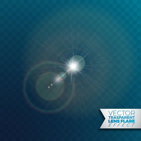 Realistic vector lens flare light effect on transparent background.