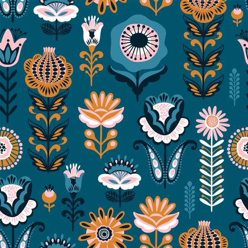 Folk floral seamless pattern. Modern abstract design vector