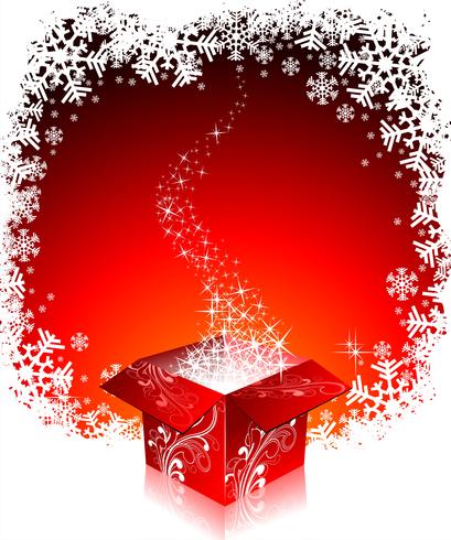 Ilustración de Navidad con cajas de regalo sobre fondo rojo vector